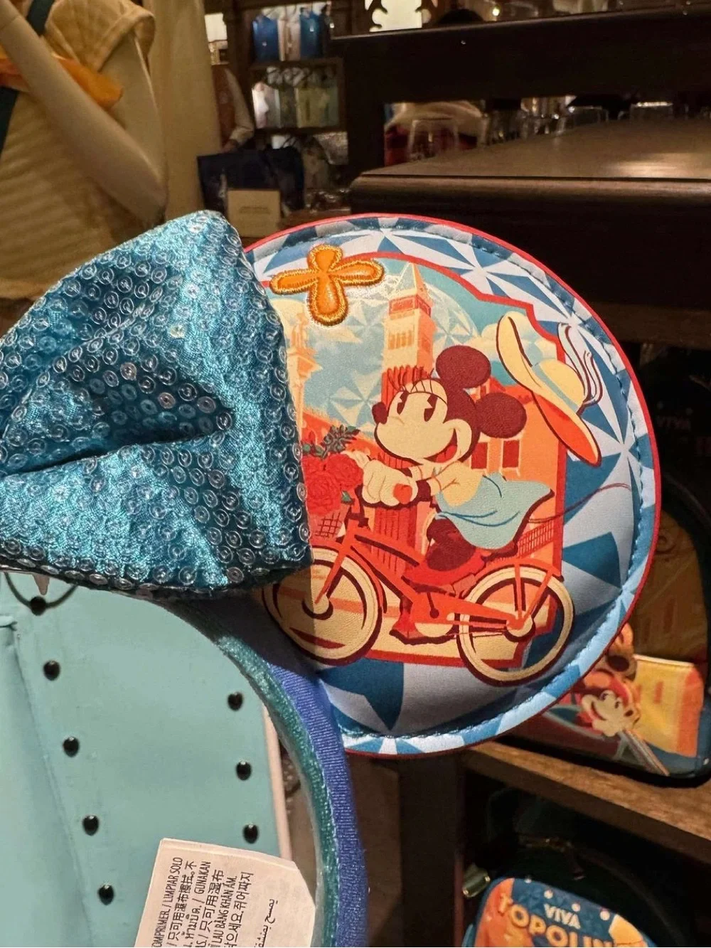 Loungefly Viva Topolino Blue and Orange Mini Backpack with Sequined Ear Headband